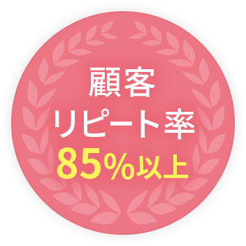 顧客リピート率85%以上